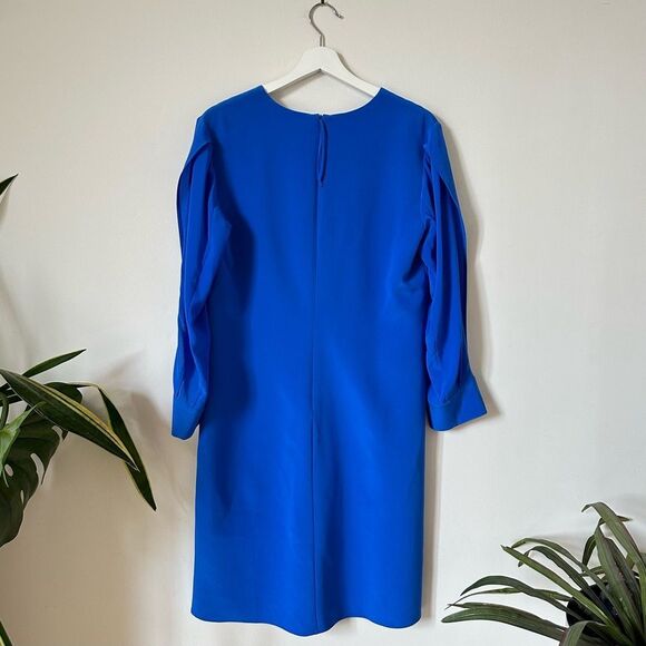 Dorothee Schumacher Silk Long Split Sleeve Notch V Neck Dress in Blue - Picture 4 of 8